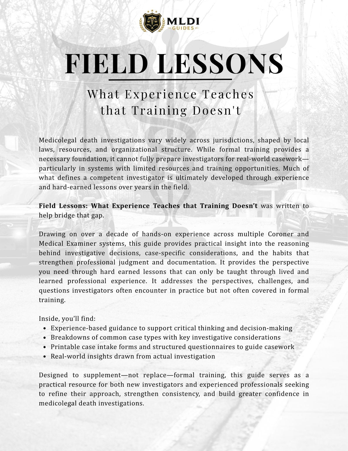 Death Investigator Guidebook - Field Lessons: What Experience Teaches that Training Doesn't