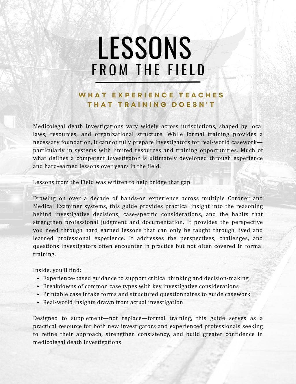 Death Investigator Guidebook - Lessons From The Field: What Experience Teaches that Training Doesn't